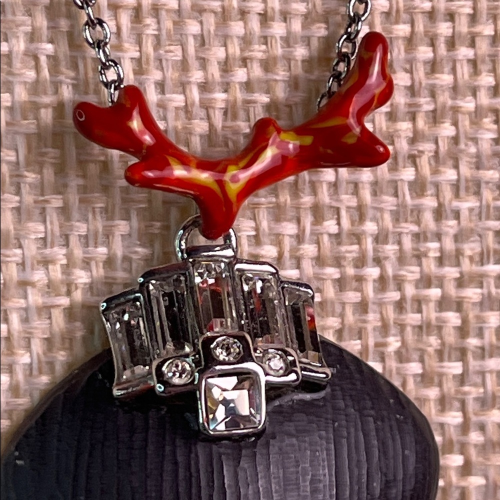 Alexis Bittar Handcarved Black Lucite, Faux Coral & Swarovski Rhinestones-RARE - Picture 5 of 11